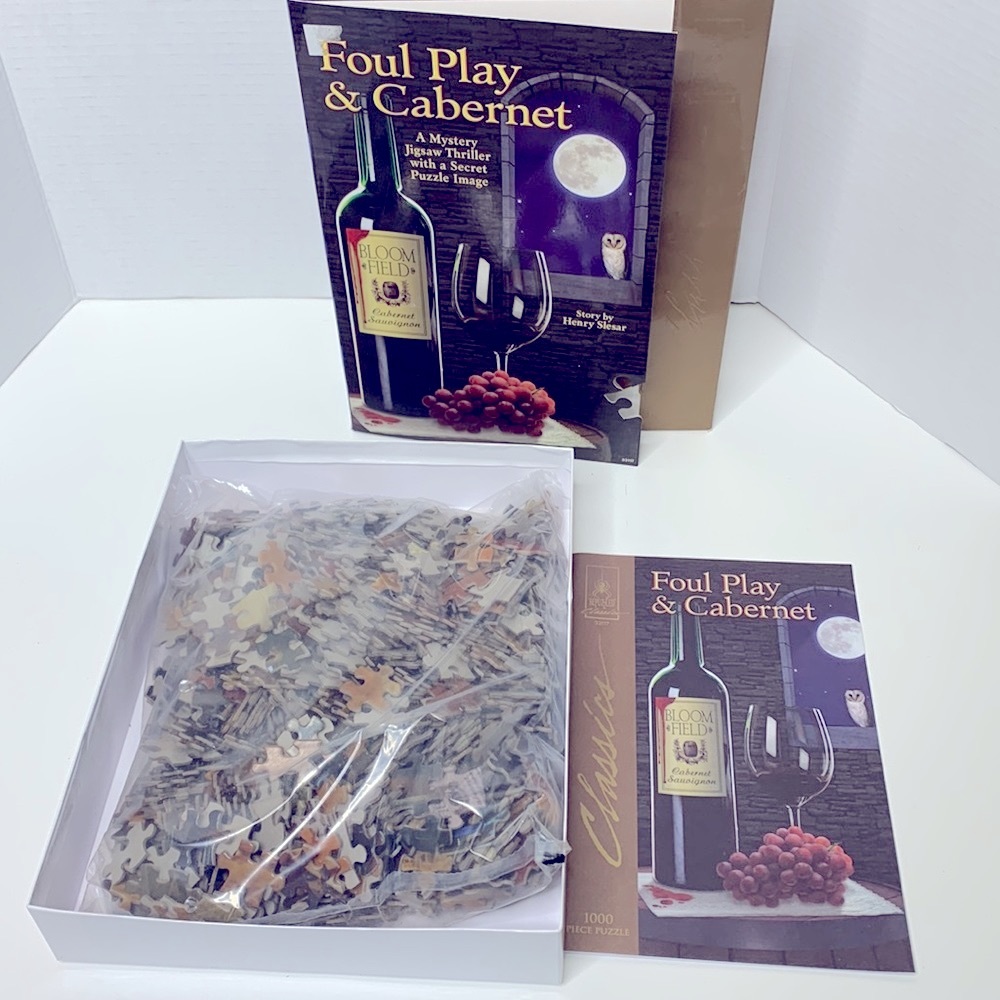 BePuzzled Classics | Foul Play & Cabernet | Mystery Jigsaw Puzzle 1000 Wine Game